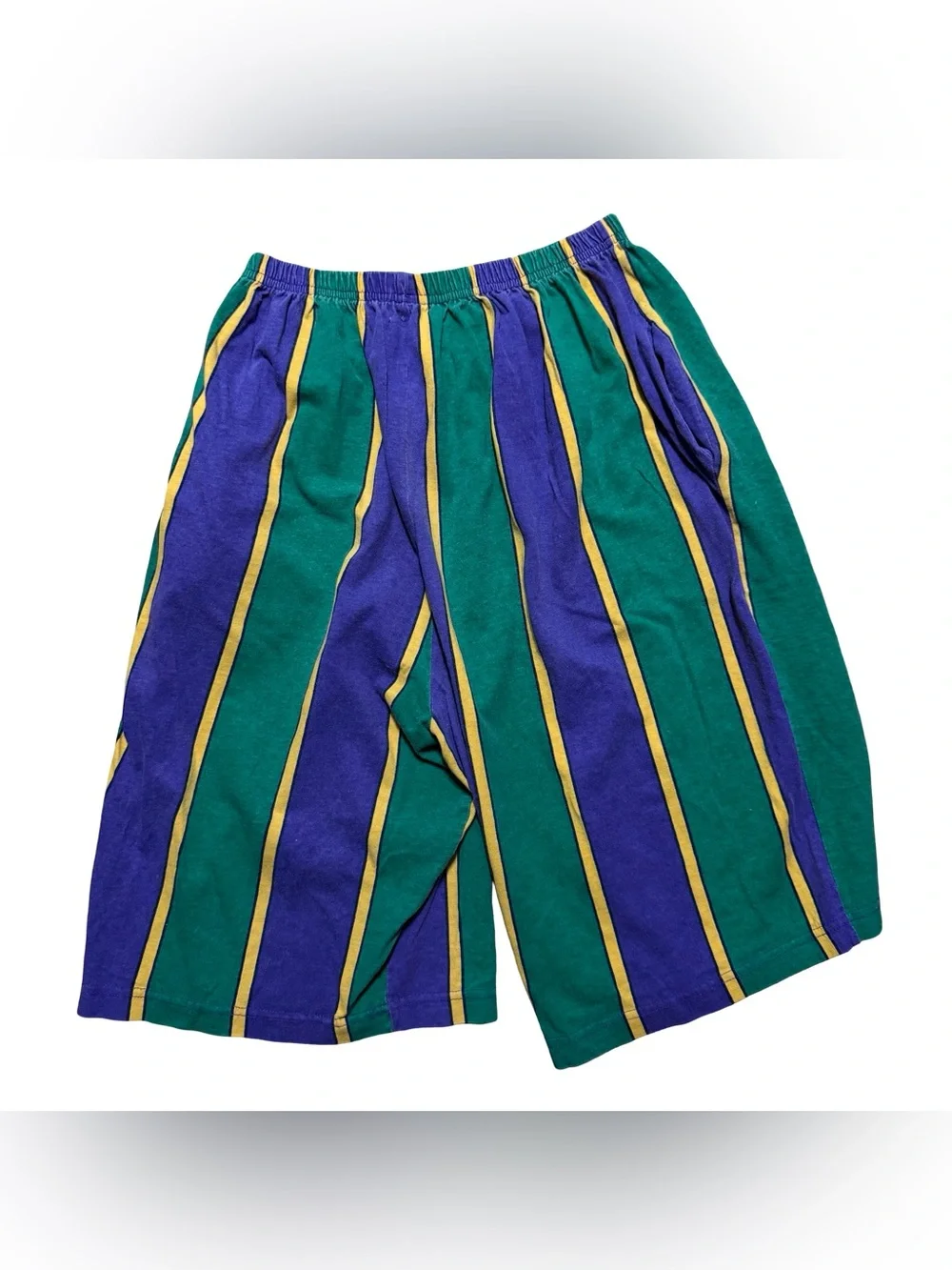 Vintage 1980s Multi Color Mardi Gras Elongated Baggy Streetwear Short Size L